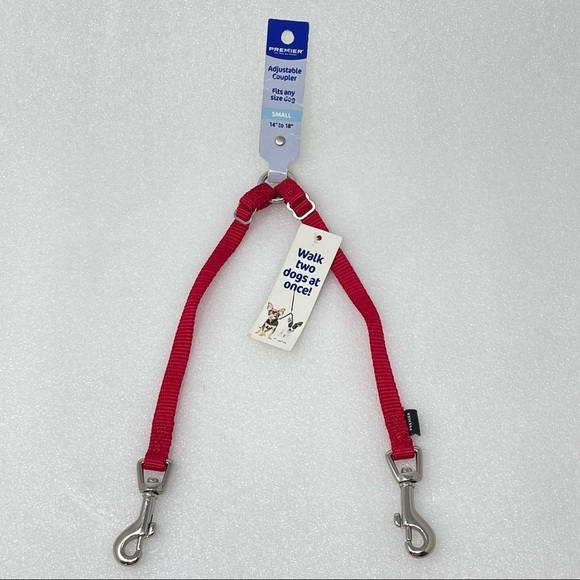 NWT! Adjustable Dog Coupler Leash Attachment Red/Silver by Premier Pets